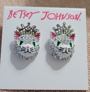 Betsey Johnson Cat Fairy Stud Earrings